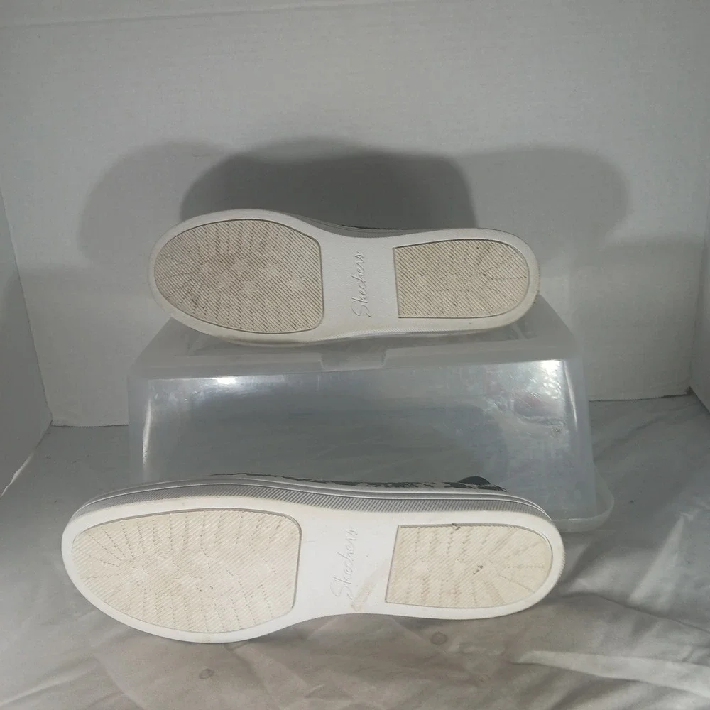 Skechers Slip On‎ Sneakers 9 Black White Animal Print Memory Foam Casual 158302